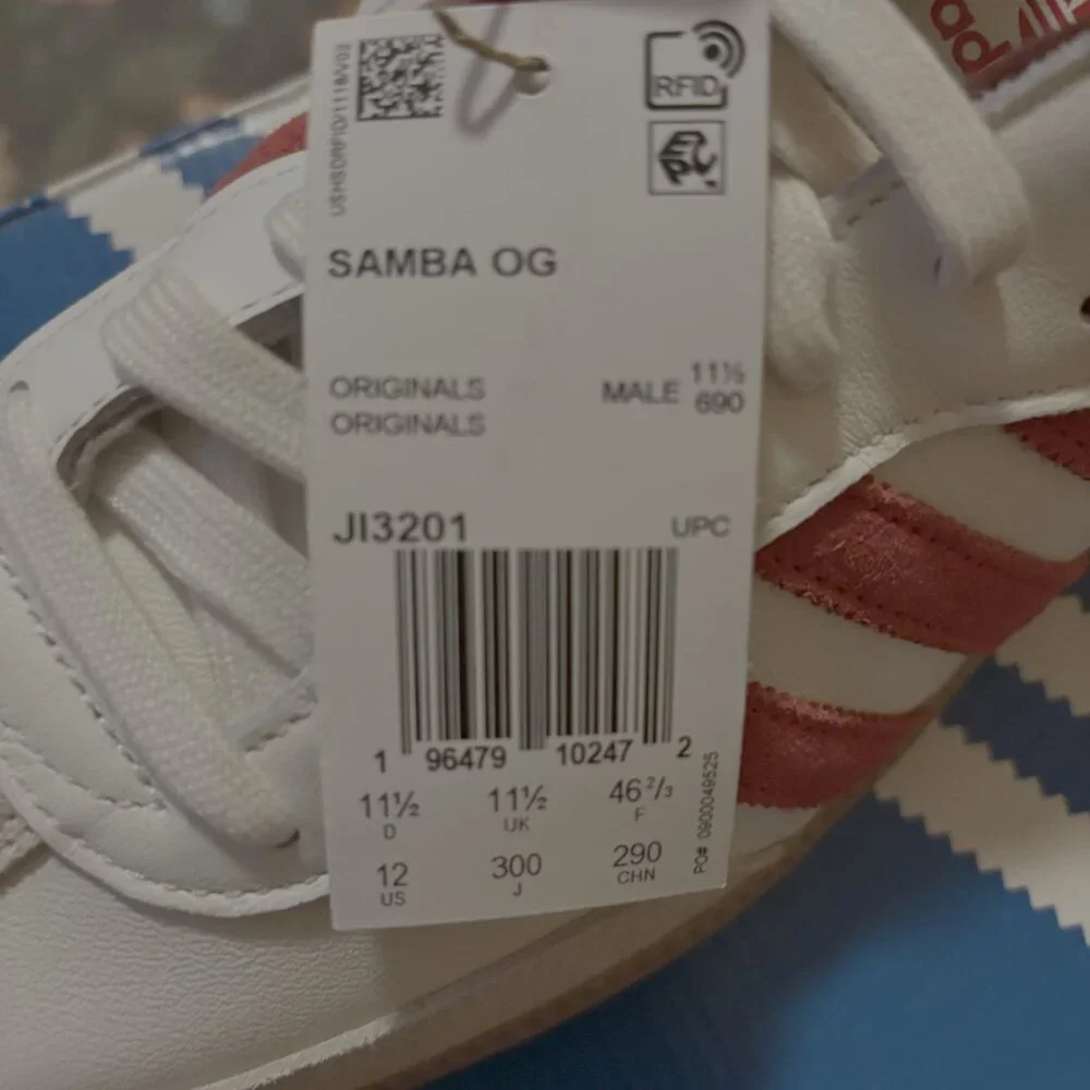 Adidas Samba OG Men’s Size 12 White Red Sneakers JI3201 | Classic Gum Sole | NWT - Picture 8 of 8